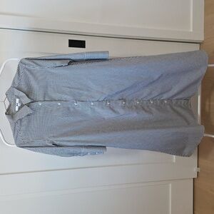 Uniqlo Navy and White Striped Button Down Dress Sz S